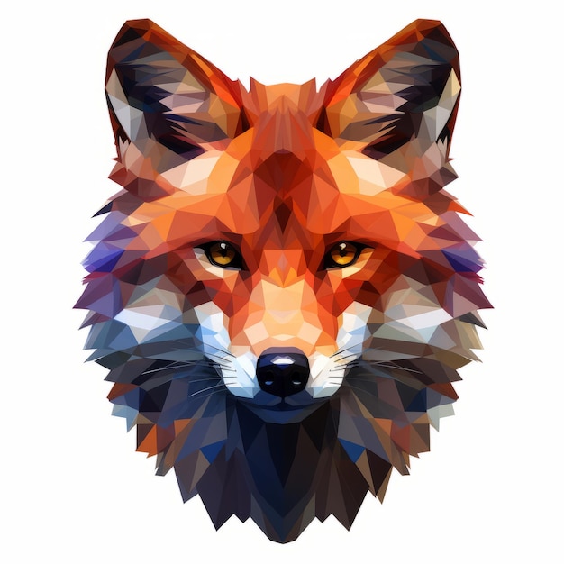 the fox head is made up of polygonal shapes