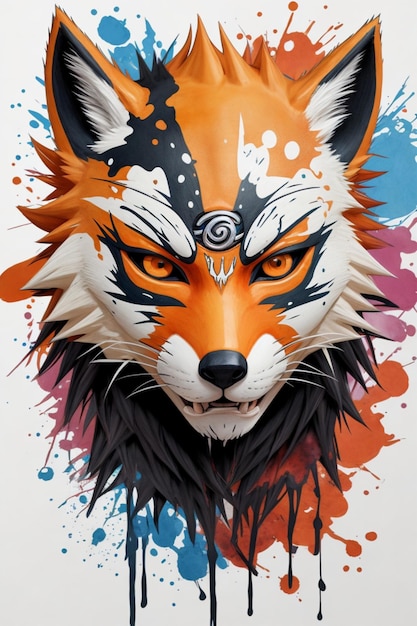 Fox head logo with color combination 7