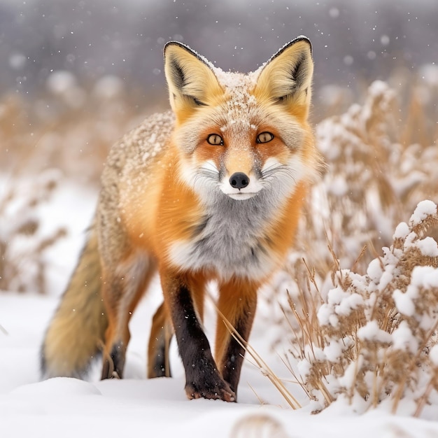 Охота на лис в снегу