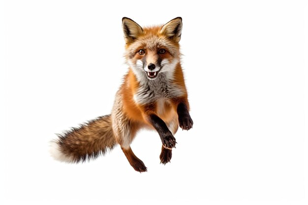 Photo fox jump isolated on white