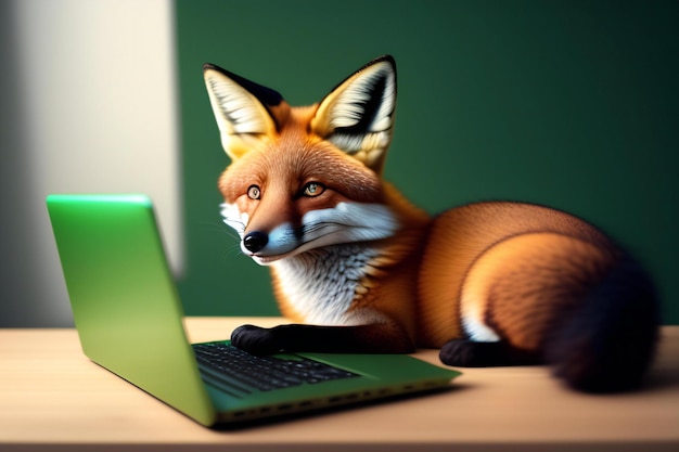 fox on a laptop