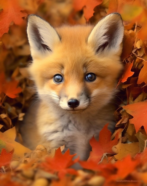 Photo fox in the leaves wallpapers and images