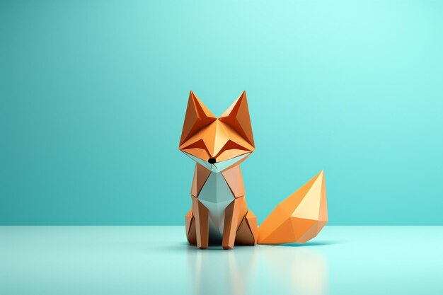 Fox origami в стиле созерцательного минимализма светло-оранжевого и синего цвета PlayStation 5