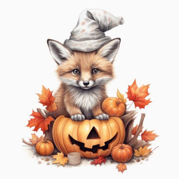 a fox in a pumpkin with a pumpkin on it