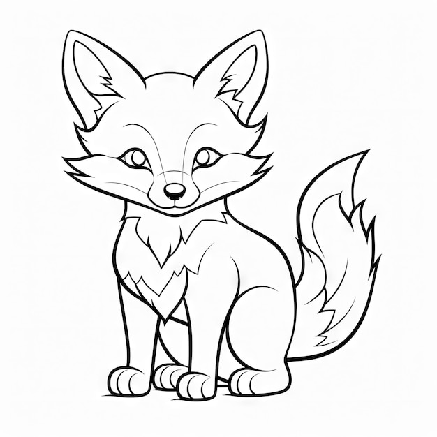 Fox sitting childrens coloring book sketch vector