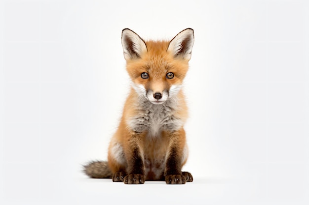 a fox sitting on the ground looking at the camera