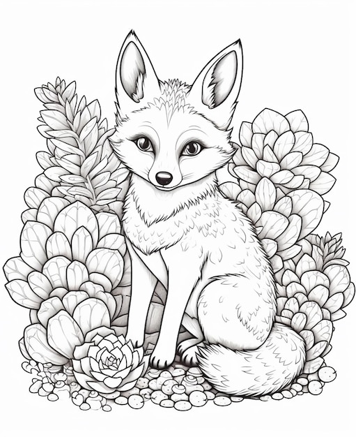 A fox sitting in the middle of a flower garden generative ai