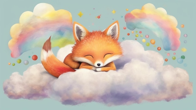 a fox sleeping in the clouds