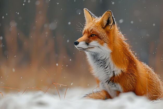 Fox in the Snow Close Up