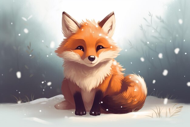 A fox in the snow with the words fox on it