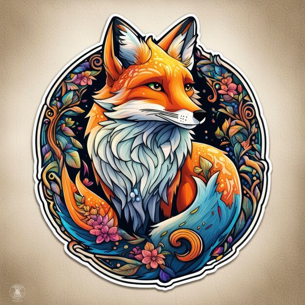 Fox Sticker Illustration