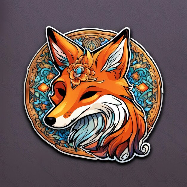 Photo fox sticker illustration