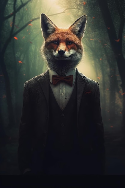 A fox in a suit and bow tie