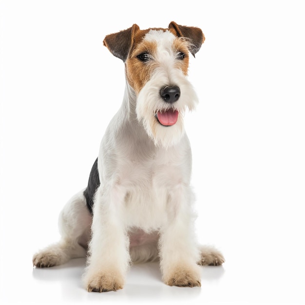 Fox Terrier dog close up portrait isolated on white background Cute pet loyal friend