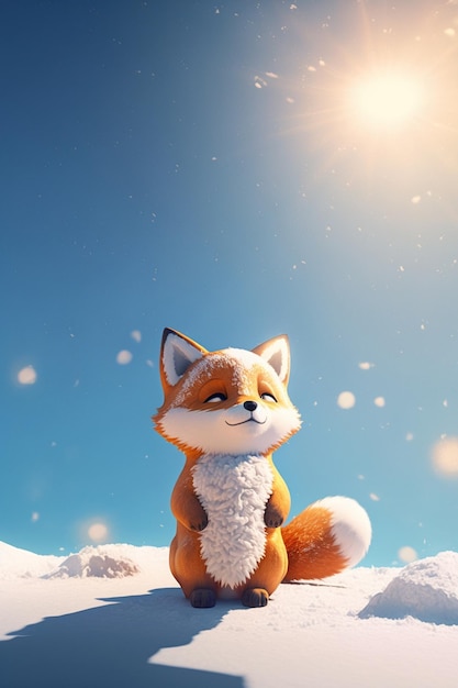 Fox that is sitting in the snow generative ai