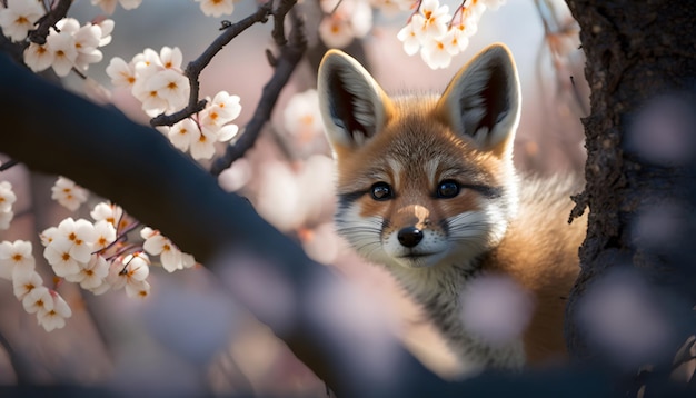 花と木のキツネ