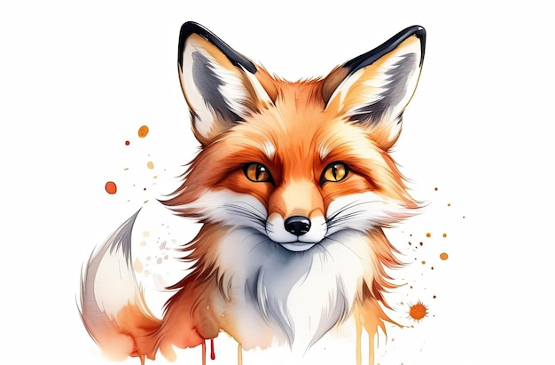 Photo fox watercolor painting illustration