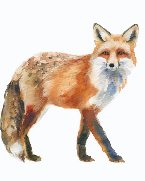 Photo fox watercolor painting