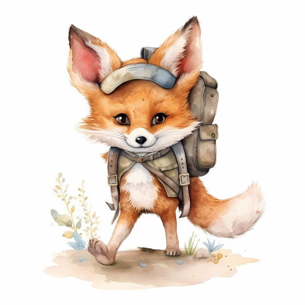 fox watercolor style AI generated