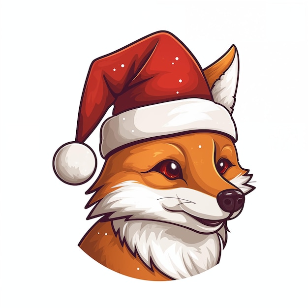 Photo fox wearing a santa hat