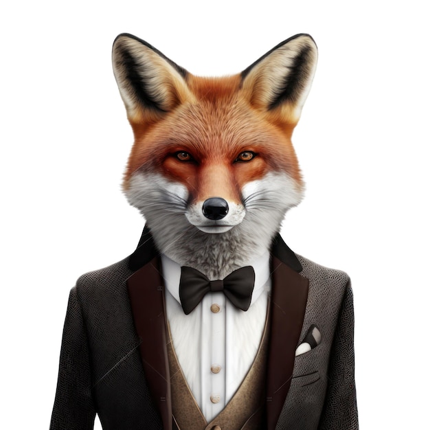 Photo a fox wearing a tuxedo is shown with a tuxedo.