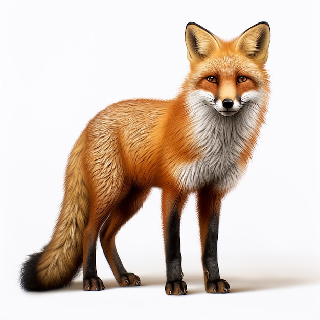 Fox on White Background Hyperrealistic