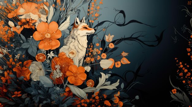 fox in the wild flowers