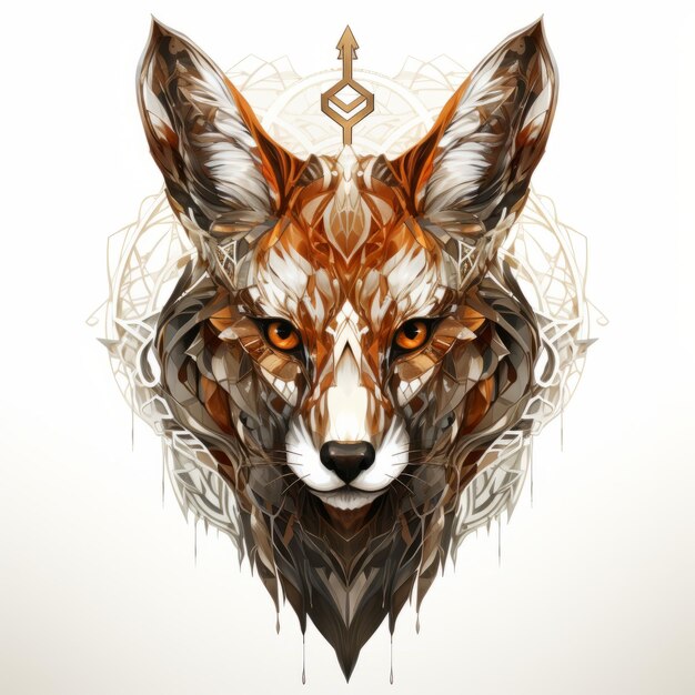 a fox with an arrow in its head on a white background