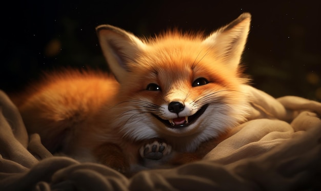 a fox with a big smile on its face