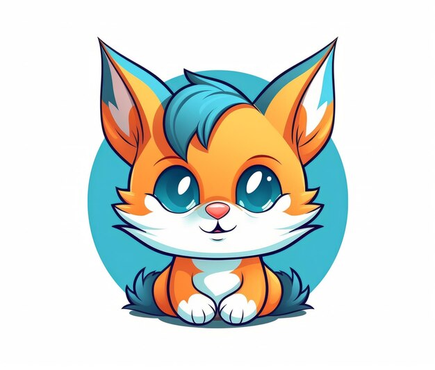 A fox with blue eyes and blue eyes sits on a white background.