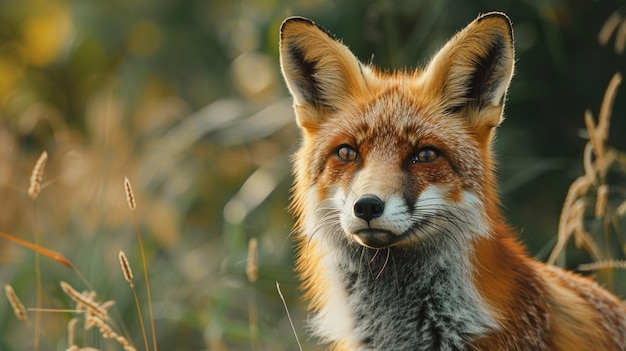 a fox with a brown face and orange eyes