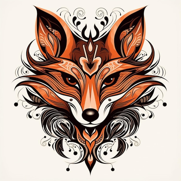 A fox with a decorative pattern on its head generative ai