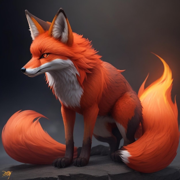 fox with a fiery tail