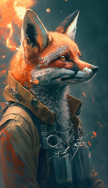 A fox with a fire ring on his nose