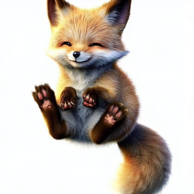 A fox with four paws up in the air