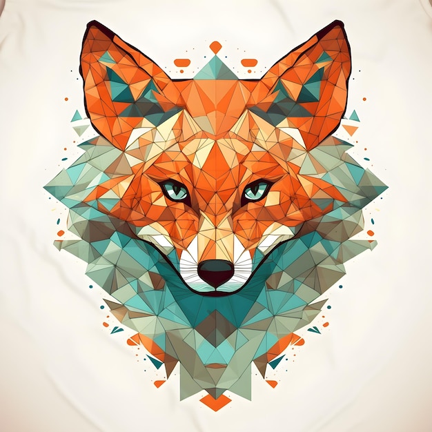 A fox with a geometric pattern on its face