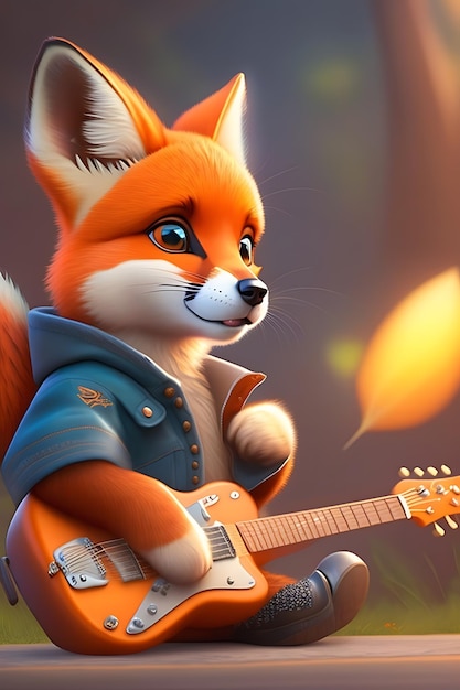 a fox with a guitar in his hands