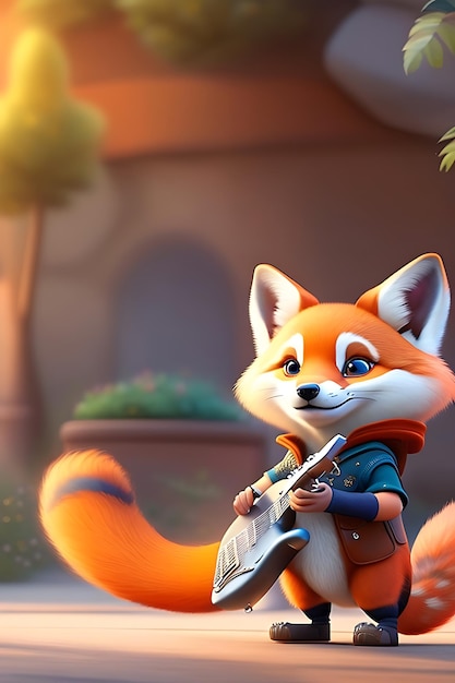 Photo a fox with a gun in his hand
