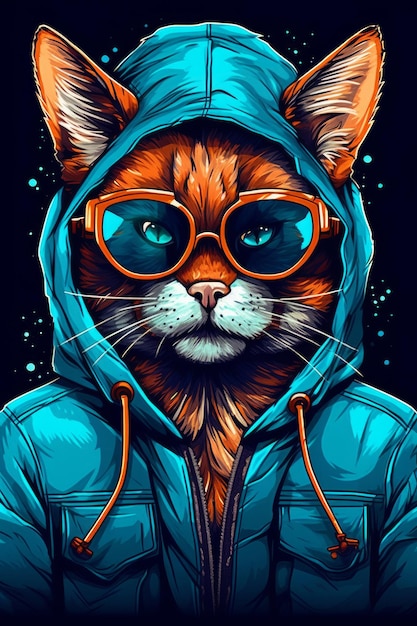 A fox with a hoodie and sunglasses