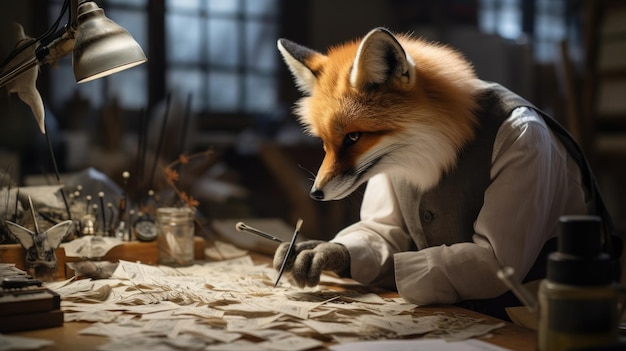 fox with a knife in his hand