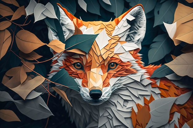 A fox with a leaf pattern on it