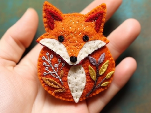 Photo a fox with leaves and flowers on it