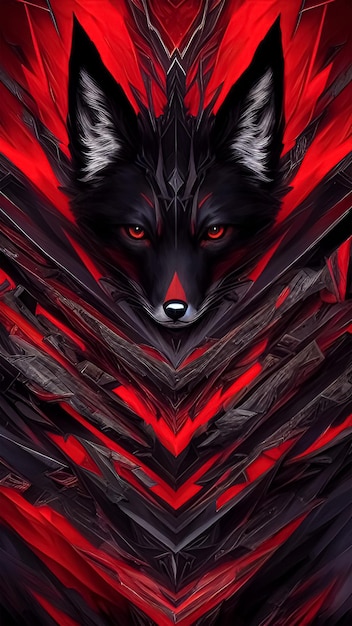 Fox with A mesmerizing dark destruction abstract piece with intricate layers 3d and edgy lines