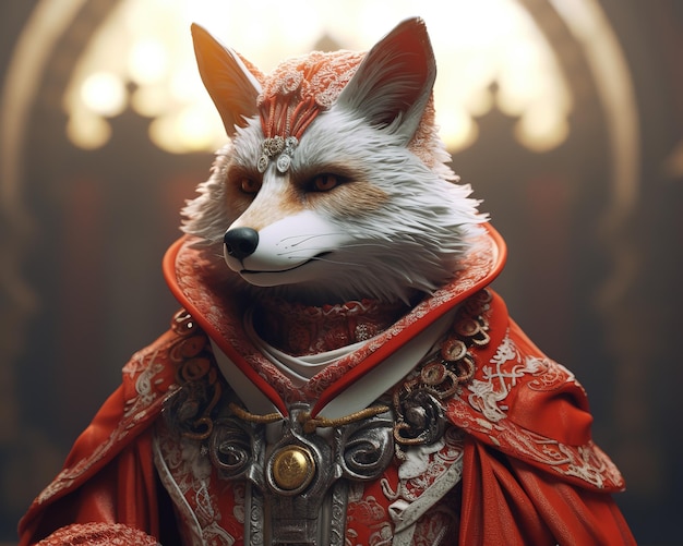 A fox with a red coat and a red coat