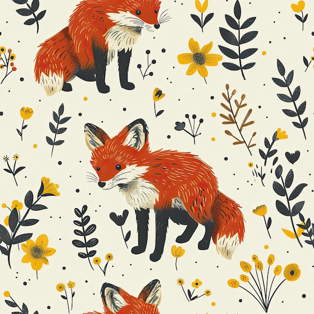 a fox with a red fox on the wall