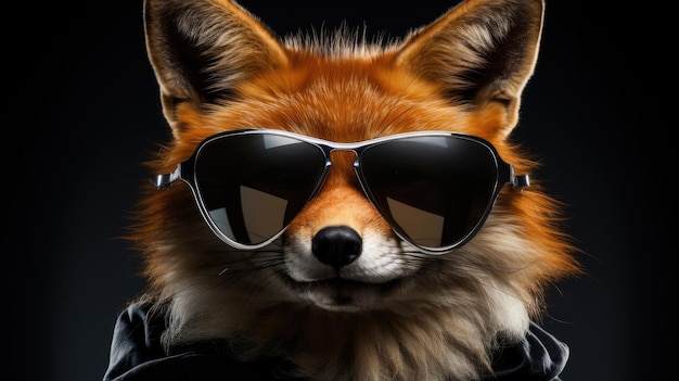 a fox with sunglasses and a pair of sunglasses.