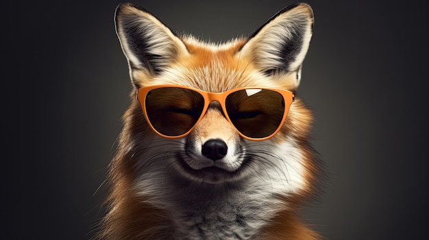 a fox with sunglasses and a smile on his face.