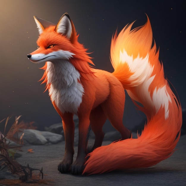 a fox with a white stripe on its fur