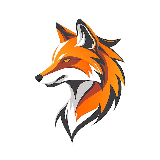 Fox Wolf Modern Logo Design illustration white background