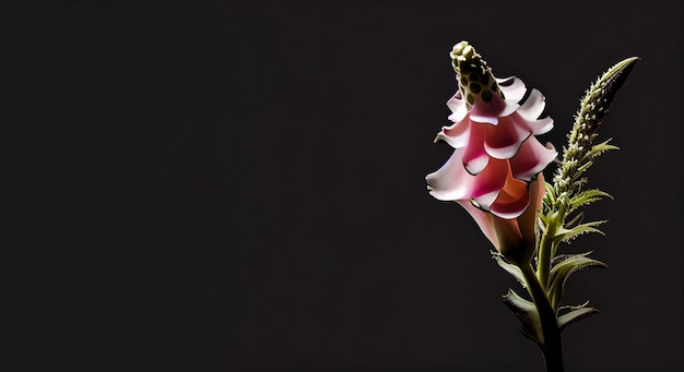 foxglove flower in black background